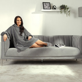 Sienna Hoodie Blanket Ultra Plush Wearable Sherpa Oversize - Charcoal