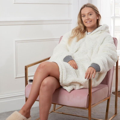 Sienna Hoodie Blanket Ultra Plush Wearable Sherpa Oversize - Charcoal | DIY  at Bu0026Q