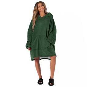 Sienna Hoodie Blanket Ultra Plush Wearable Sherpa Oversize - Forest Green