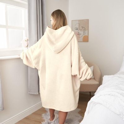 Sienna Hoodie Blanket Ultra Plush Wearable Sherpa Oversize Natural DIY at B Q