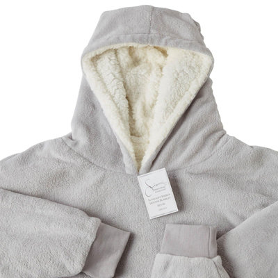 Sienna Hoodie Blanket Ultra Plush Wearable Sherpa Oversize - Silver