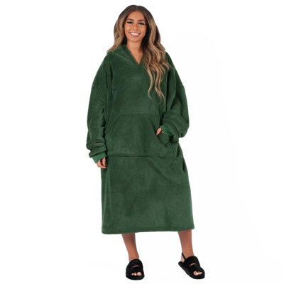 Sienna Long Hoodie Blanket Sherpa Fleece Oversized Sweatshirt Forest