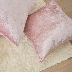 Sienna Luxury Crushed Velvet Set of 4 Cushion Covers Plain - 45 x 45cm, Blush