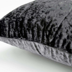 Sienna Luxury Crushed Velvet Set of 4 Cushion Covers Plain - 45 x 45cm, Charcoal
