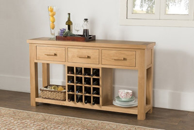 Sienna Open Sideboard with Wine Rack - L36.5 x W149 x H82 cm - Oak