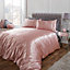 Sienna Plain Satin Duvet Cover with Pillowcases Bedding Set, Blush - King
