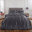 Sienna Plain Satin Duvet Cover with Pillowcases Bedding Set, Silver - Double