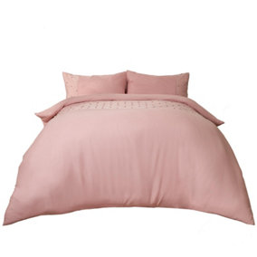 Sienna Tufted Spotty Panel Duvet Cover with Pillowcase Set, Blush - King