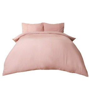 Sienna Tufted Stripe Panel Duvet Cover with Pillowcase Set, Blush - Double