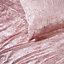 Sienna Valencia Crinkle Velvet Duvet Cover with Pillow Case, Blush - Superking