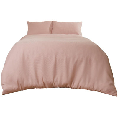 Sienna Waffle Weave Duvet Cover With Pillowcase Bedding Set, Blush ...