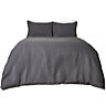 Sienna Waffle Weave Duvet Cover With Pillowcase Bedding Set, Charcoal - King