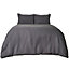 Sienna Waffle Weave Duvet Cover With Pillowcase Bedding Set, Charcoal - King