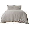 Sienna Waffle Weave Duvet Cover With Pillowcase Bedding Set, Grey - King