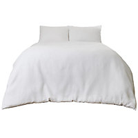 Sienna Waffle Weave Duvet Cover With Pillowcase Bedding Set, White - Double