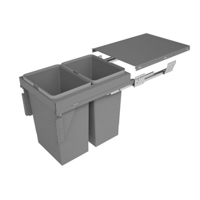 SIGE 48L Under-Counter Pull-Out Waste Bin, 2 x 24L Removable Bins ...
