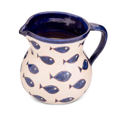 Signature Blue & White Fish Hand Painted Ceramic Kitchen Dining Large ...