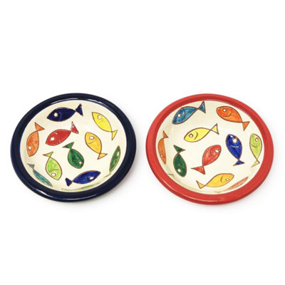 Signature Coloured Fish Hand Painted Ceramic Set of 4 Mixed Tapas Bowls ...