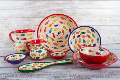 Signature Coloured Fish Hand Painted Ceramic Set of 4 Mixed Tapas Bowls ...