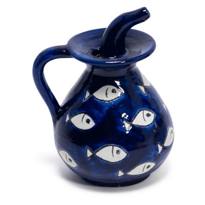 Signature Hand Painted White Fish Ceramic Kitchen Dining Fluted Pourer ...