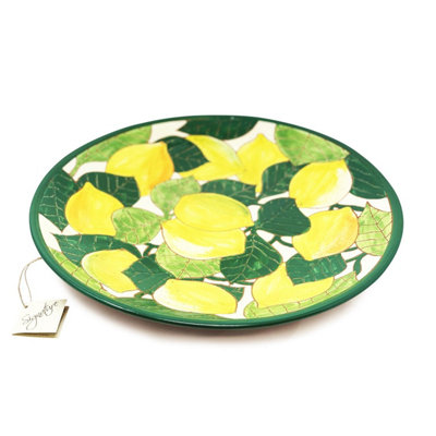 Signature Lemons Hand Painted Ceramic Kitchen Dining Large Platter (Diam) 42cm