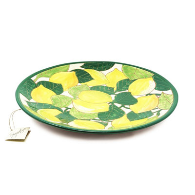Signature Lemons Hand Painted Ceramic Kitchen Dining Large Platter (Diam) 42cm