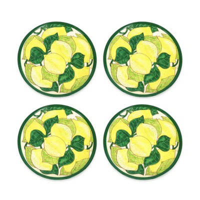 Signature Lemons Hand Painted Ceramic Kitchen Dining Plate (Diam) 28cm Set of 4