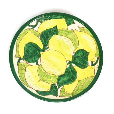 Signature Lemons Hand Painted Ceramic Kitchen Dining Plate Diam 28cm Diy At Bandq