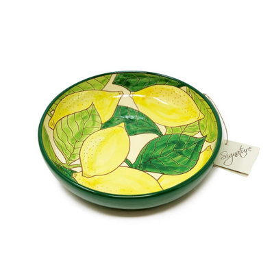 Signature Lemons Hand Painted Ceramic Kitchen Dining Salad/Fruit Bowl (Diam) 23cm