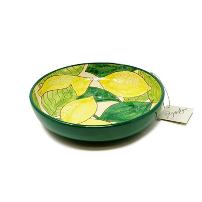 Signature Lemons Hand Painted Ceramic Kitchen Dining Salad/Fruit Bowl (Diam) 23cm