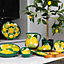 Signature Lemons Hand Painted Ceramic Kitchen Dining Set of 4 Small Plates (Diam) 20cm