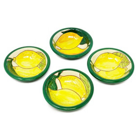 Signature Lemons Hand Painted Ceramic Kitchen Dining Set of 4 Tapas Bowls (Diam) 10cm