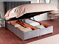 Signature Ottoman Storage End Lift Divan Bed Base Only 6FT Super King - Wool Clay