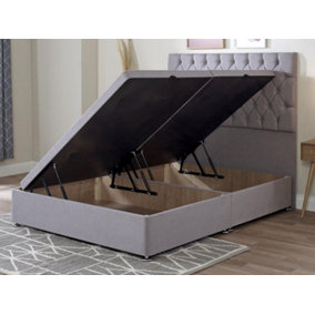 Signature Ottoman Storage Side Lift Divan Bed Base Only 5FT King - Wool Clay