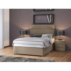 Signature Platinum 2000 Pocket Sprung Slate Linen 2 Drawer Divan Set And Headboard Super King