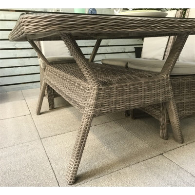 Signature Weave Alexandra Wicker Rectangular 6 Seater Dining Table Grey