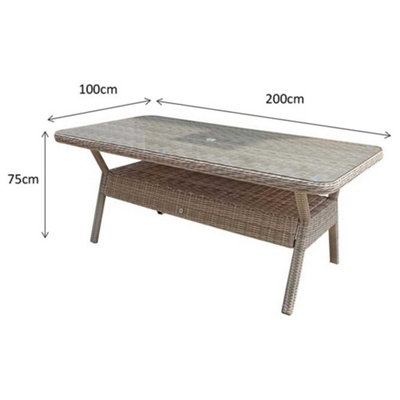 Signature Weave Alexandra Wicker Rectangular 8 Seater Dining Table Grey