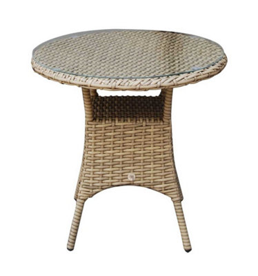 Signature Weave Darcey Wicker 2 Seater Bistro Dining Table Natural Round 70cm