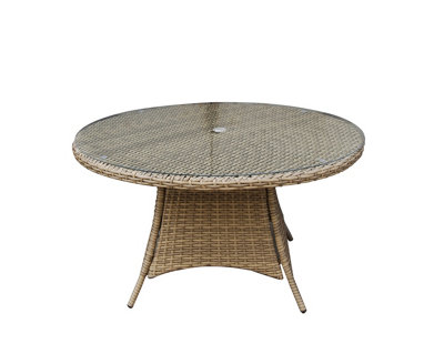 Signature Weave Darcey Wicker 4 Seater Dining Table Natural Round 100cm