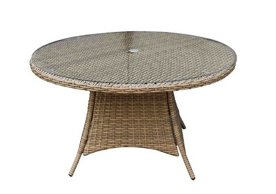 Signature Weave Darcey Wicker 6 Seater Dining Table Natural Round 135cm