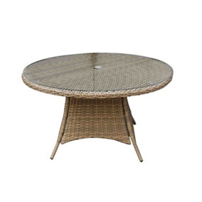 Signature Weave Darcey Wicker 6 Seater Dining Table Natural Round 135cm
