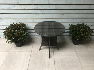 Signature Weave Emily Wicker 2 Seater Bistro Table Outdoor Garden Dining Grey