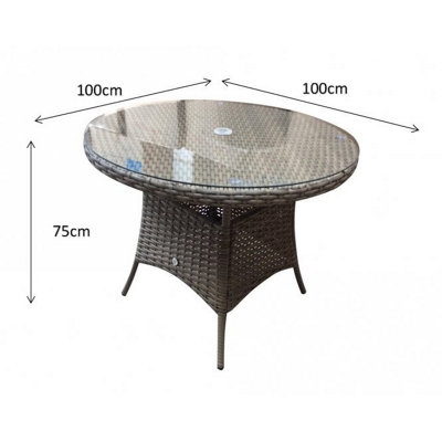 Signature Weave Emily Wicker 4 Seater Round Dining Table Grey 100cm