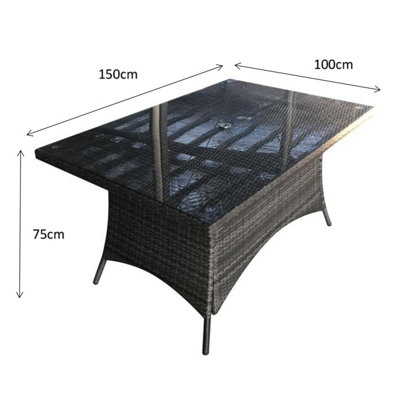 Signature Weave Emily Wicker 6 Seater Rectangular Dining Table Grey 150 x 100cm