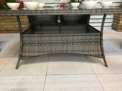Signature Weave Emily Wicker 6 Seater Rectangular Dining Table Grey 150 x 100cm