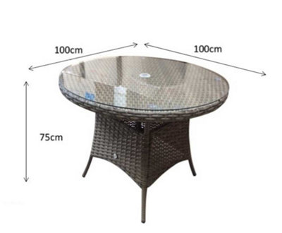 Signature Weave Florence Wicker 4 Seater Round Dining Table Brown 100cm