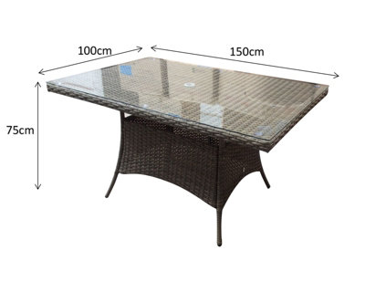 Signature Weave Florence Wicker 6 Seater Rectangular Dining Table Brown