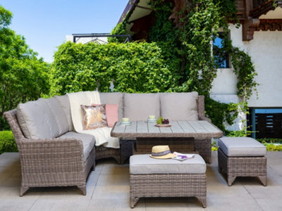 Signature Weave Sarah Wicker Corner Sofa Lifting Dining Table