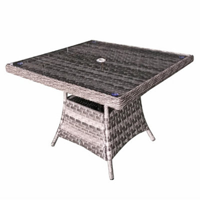 Signature Weave Victoria Wicker 4 Seater Square Dining Table Grey 100cm