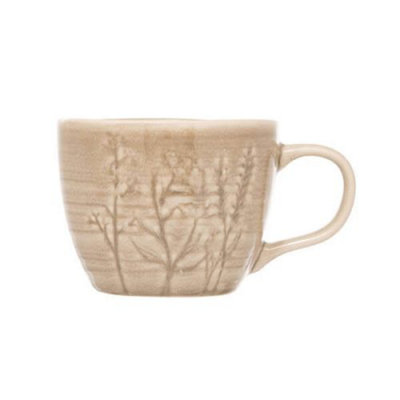 Siip Stoneware Leaf Embossed Beige Mug